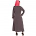 Designer embroidery abaya with bell sleeves- Plum Brown